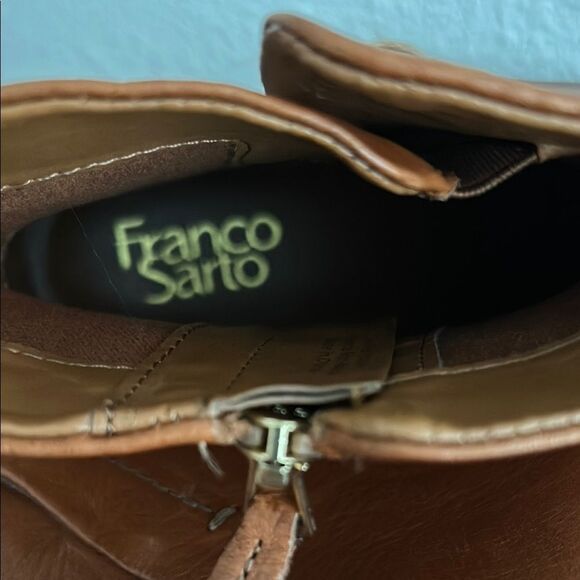 Franco Sarto Women’s Size 5.5 100% Genuine Leather Beam Ankle Boots in Cognac - Picture 7 of 11